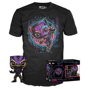 Funko POP Marvel Blacklight  Black Panther POP & Tee Large
